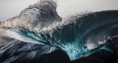 Extreme close up of thrashing ocean waves