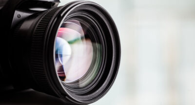 Close-up of a digital camera lens.