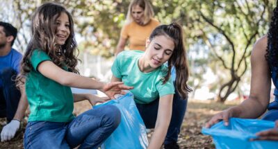 School and community working together to clean up park