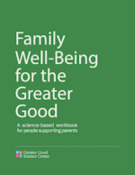 Cover of green workbook titled "Family Well-Being for the Greater Good"