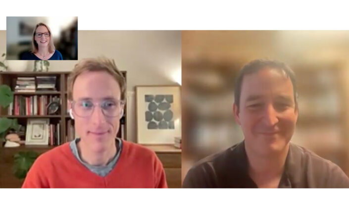 Image of smiling people on virtual meeting