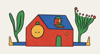 Illustration of a figure in a house symbolizing mindfulness.