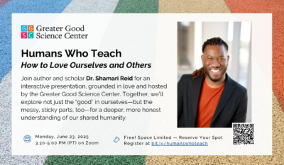 Digital flyer with description of upcoming event and photograph of smiling man